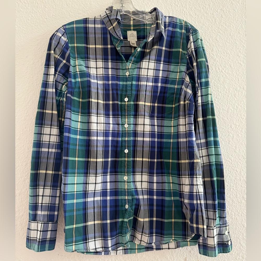 Green Plaid Boy Fit Women’s Shirt
